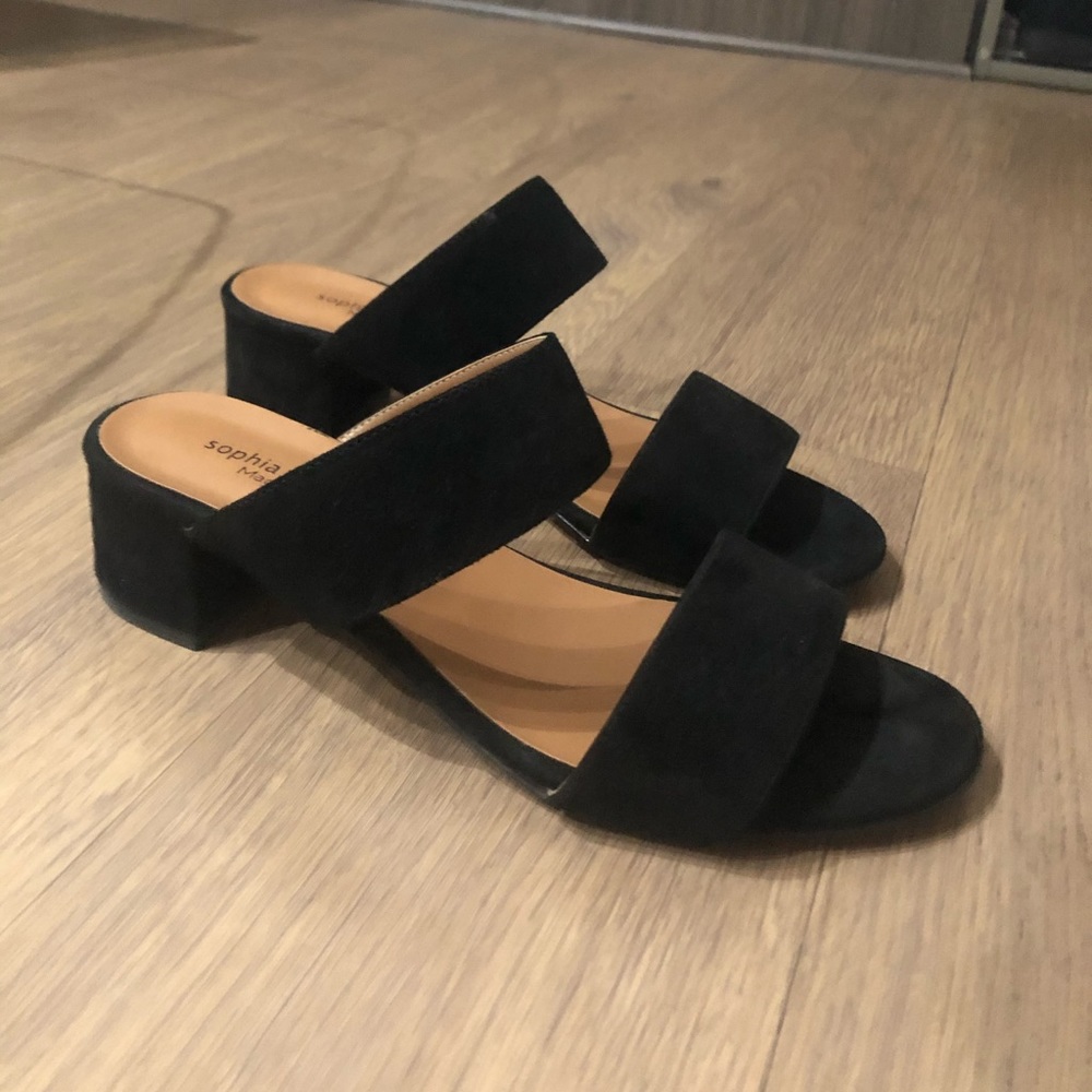 Black Suede Slides